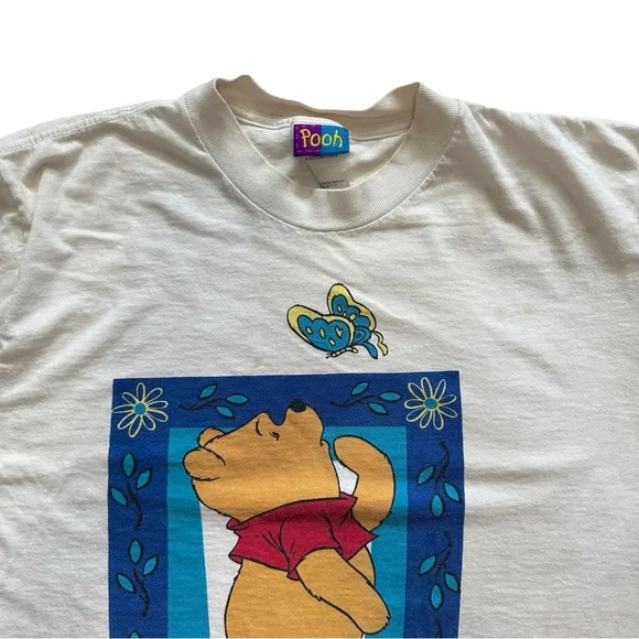 Vintage 90S White Short Sleeve Cropped Disney Winnie The Pooh Top Medium - Picture 3 of 11